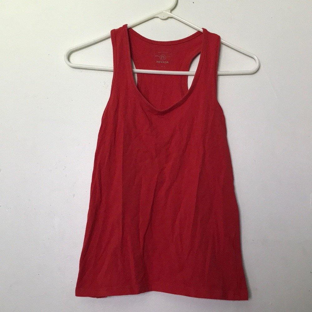 A bright red tank top